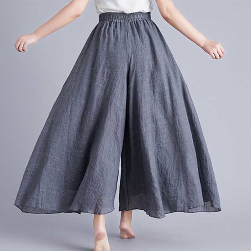 Women Casual Loose Cotton Linen Wide Leg Pants For Yoga Dance