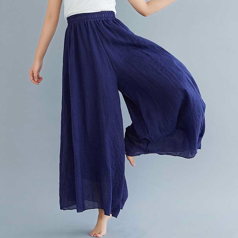 Women Casual Loose Cotton Linen Wide Leg Pants For Yoga Dance
