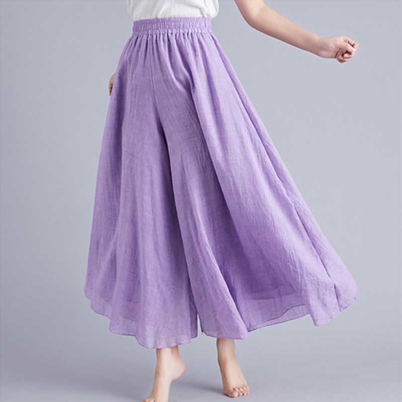 Women Casual Loose Cotton Linen Wide Leg Pants For Yoga Dance