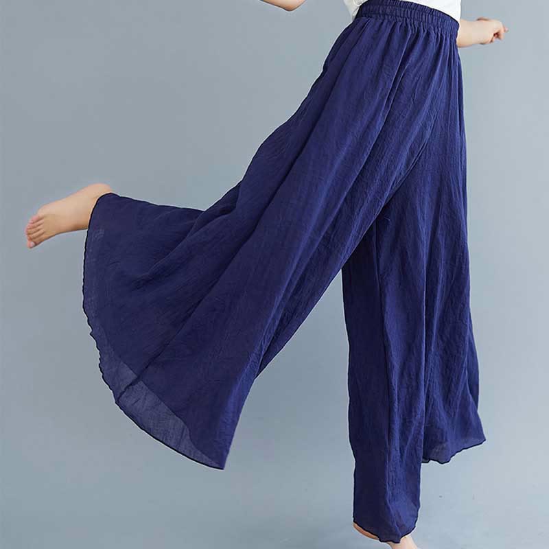 Women Casual Loose Cotton Linen Wide Leg Pants For Yoga Dance