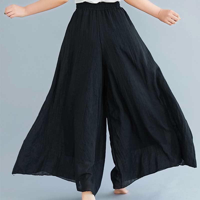 Women Casual Loose Cotton Linen Wide Leg Pants For Yoga Dance