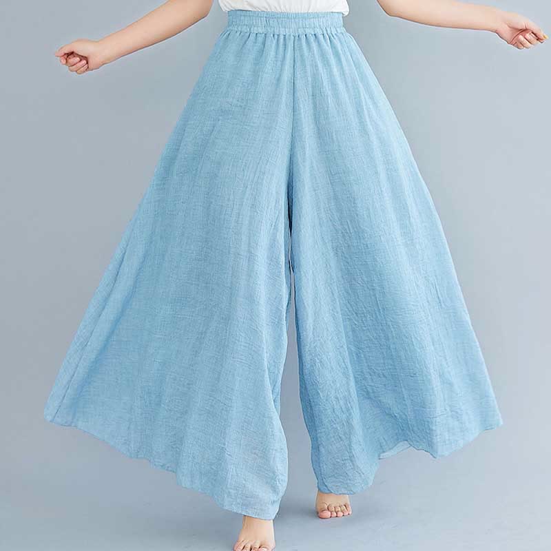 Women Casual Loose Cotton Linen Wide Leg Pants For Yoga Dance