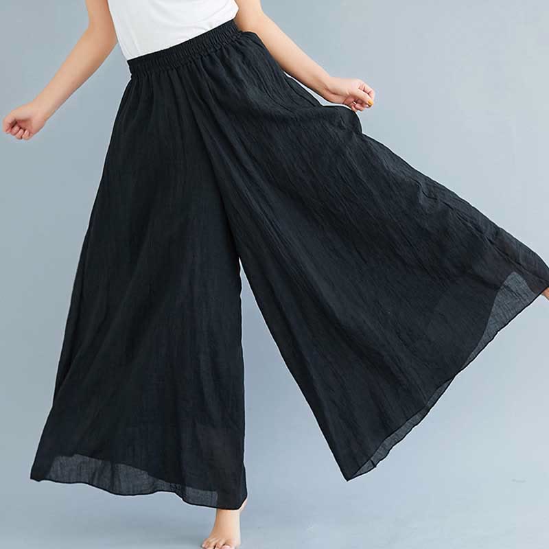 Women Casual Loose Cotton Linen Wide Leg Pants For Yoga Dance