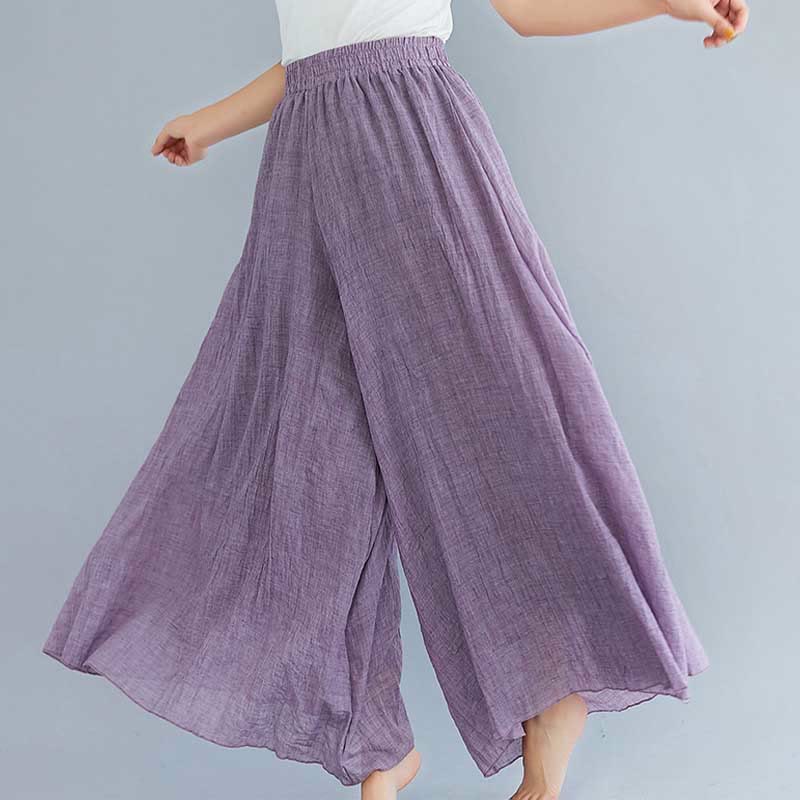 Women Casual Loose Cotton Linen Wide Leg Pants For Yoga Dance
