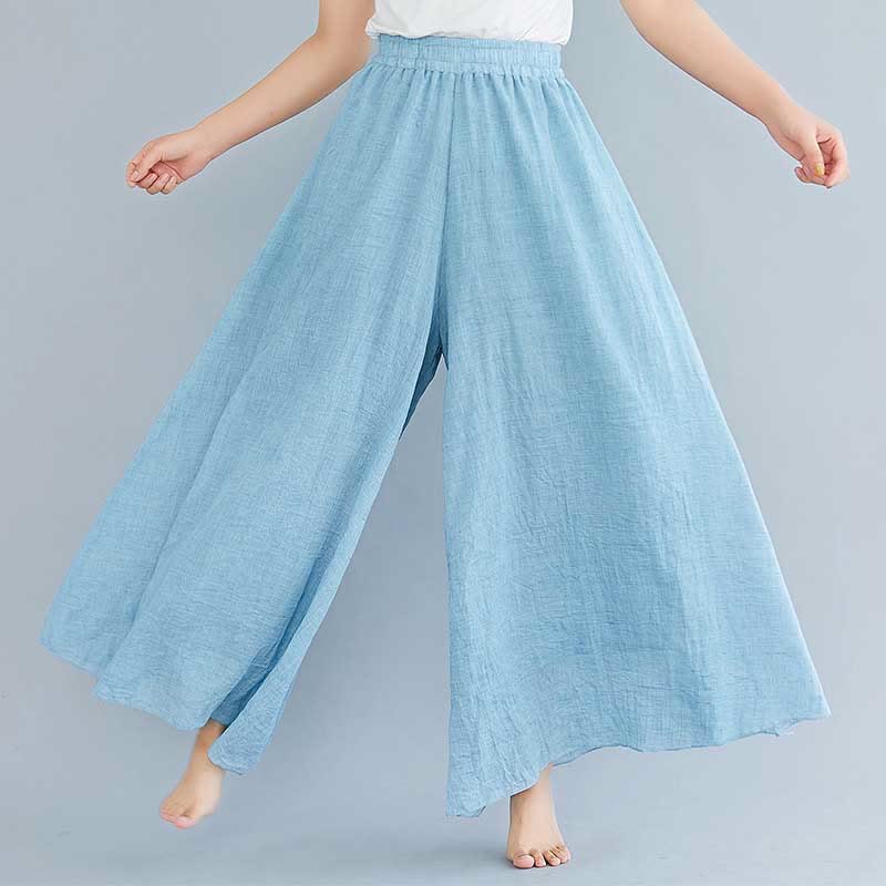 Women Casual Loose Cotton Linen Wide Leg Pants For Yoga Dance