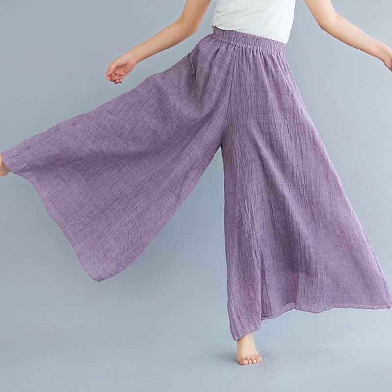 Women Casual Loose Cotton Linen Wide Leg Pants For Yoga Dance