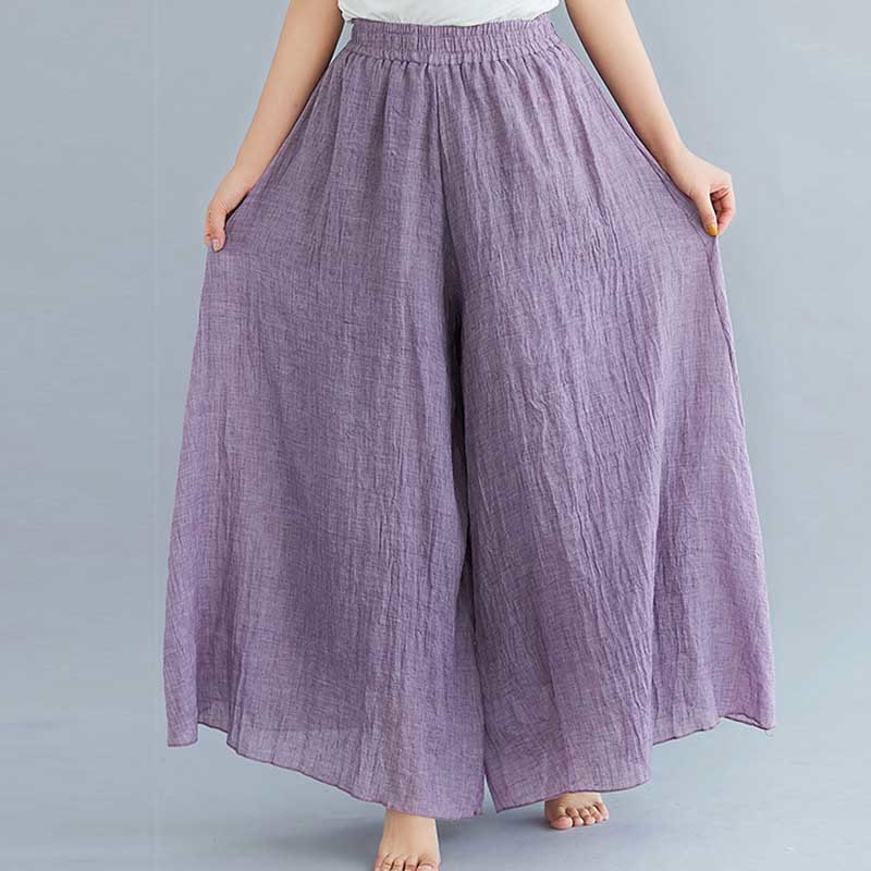 Women Casual Loose Cotton Linen Wide Leg Pants For Yoga Dance