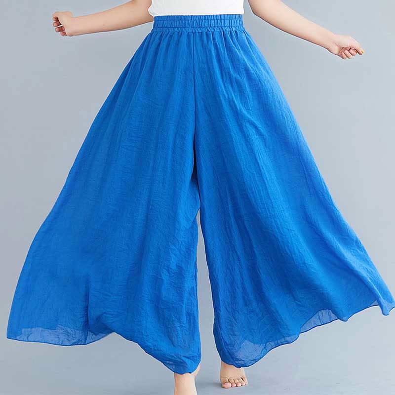 Women Casual Loose Cotton Linen Wide Leg Pants For Yoga Dance