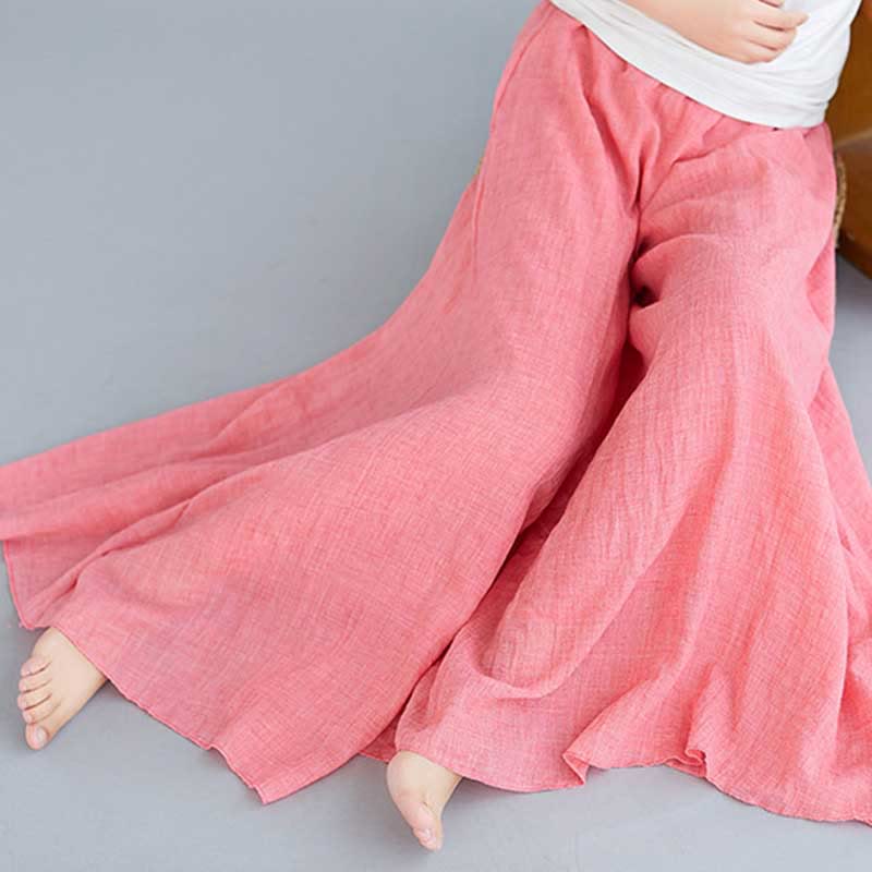 Women Casual Loose Cotton Linen Wide Leg Pants For Yoga Dance