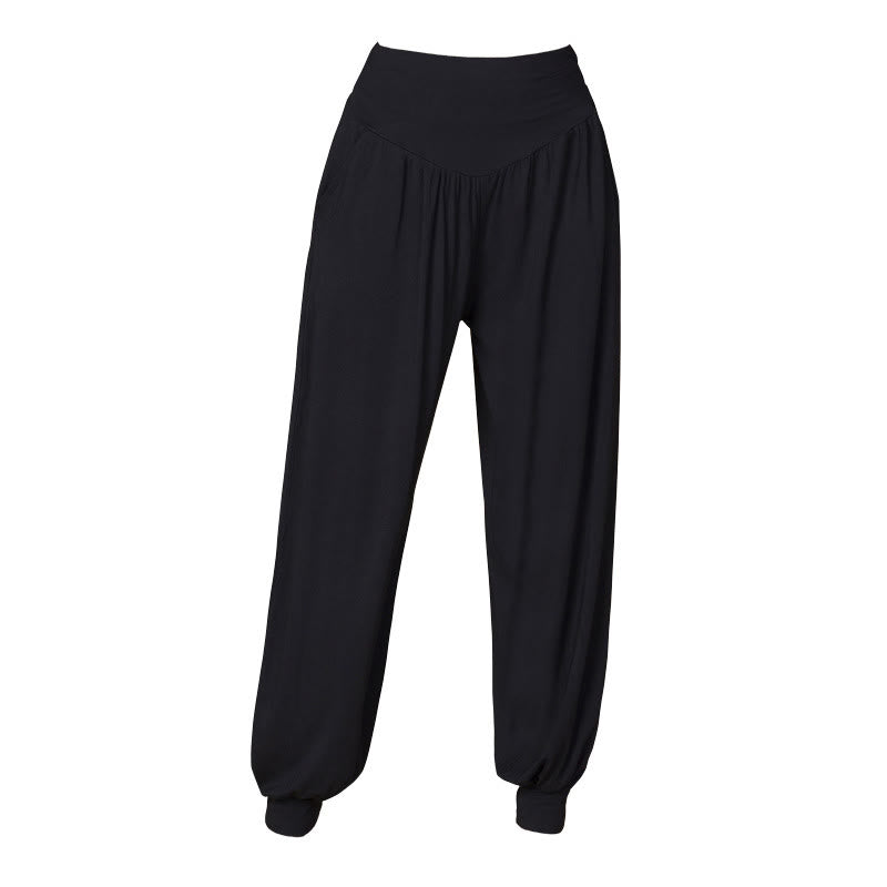 Solid Color Modal Yoga Dance High Waist Harem Pants With Pockets