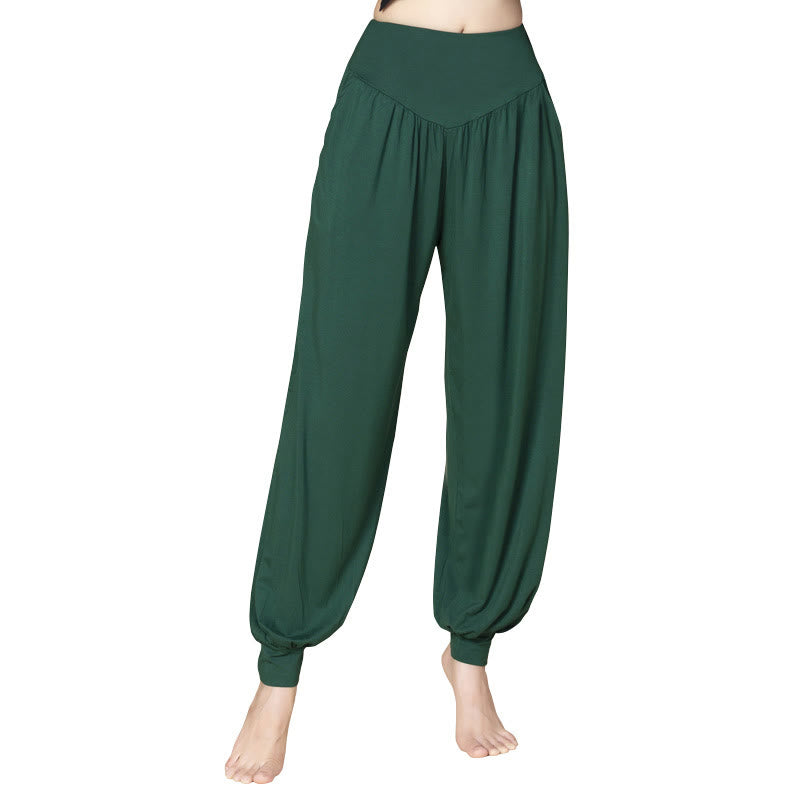 Solid Color Modal Yoga Dance High Waist Harem Pants With Pockets