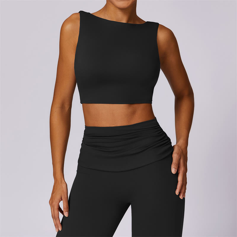 Sleeveless Backless Strap Tank Top Bra Flared Pants Sports Fitness Yoga