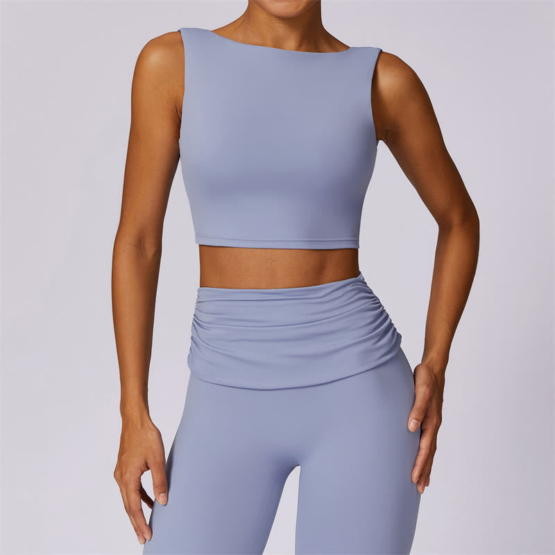 Sleeveless Backless Strap Tank Top Bra Flared Pants Sports Fitness Yoga