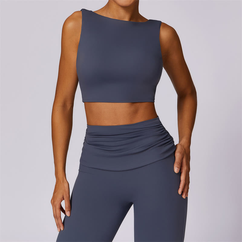 Sleeveless Backless Strap Tank Top Bra Flared Pants Sports Fitness Yoga