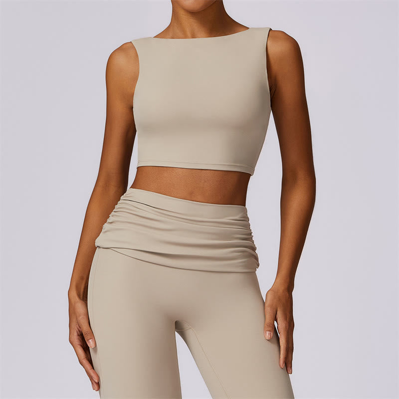 Sleeveless Backless Strap Tank Top Bra Flared Pants Sports Fitness Yoga