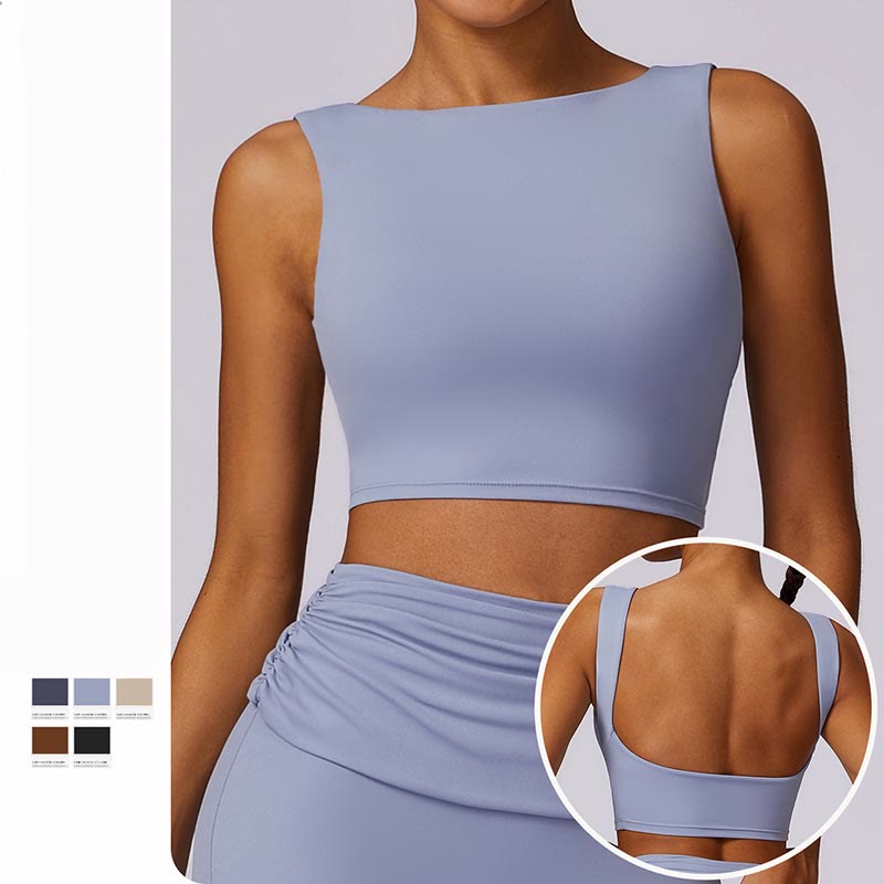 Sleeveless Backless Strap Tank Top Bra Flared Pants Sports Fitness Yoga