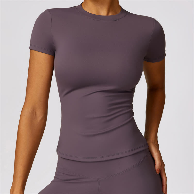 Women Short Sleeve T-Shirt Top High Waist Leggings Pants For Sports Yoga