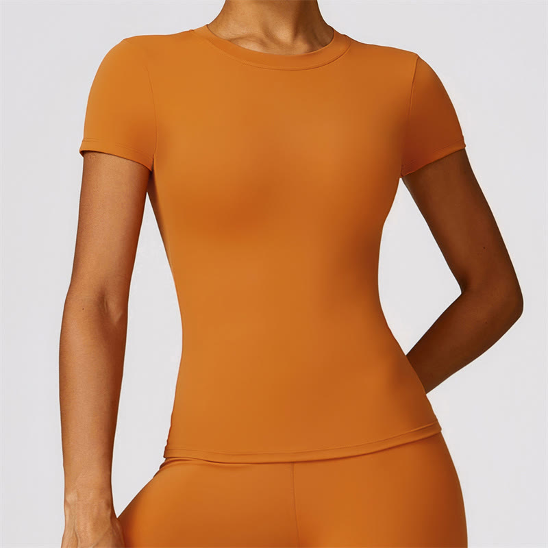 Women Short Sleeve T-Shirt Top High Waist Leggings Pants For Sports Yoga