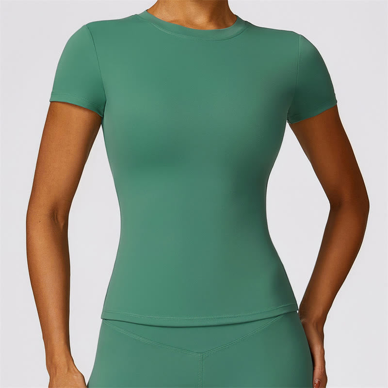 Women Short Sleeve T-Shirt Top High Waist Leggings Pants For Sports Yoga
