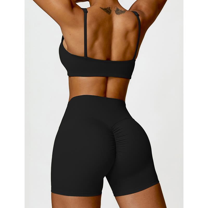 Gym Sports Yoga Backless Bra Crop Tank Top Shorts