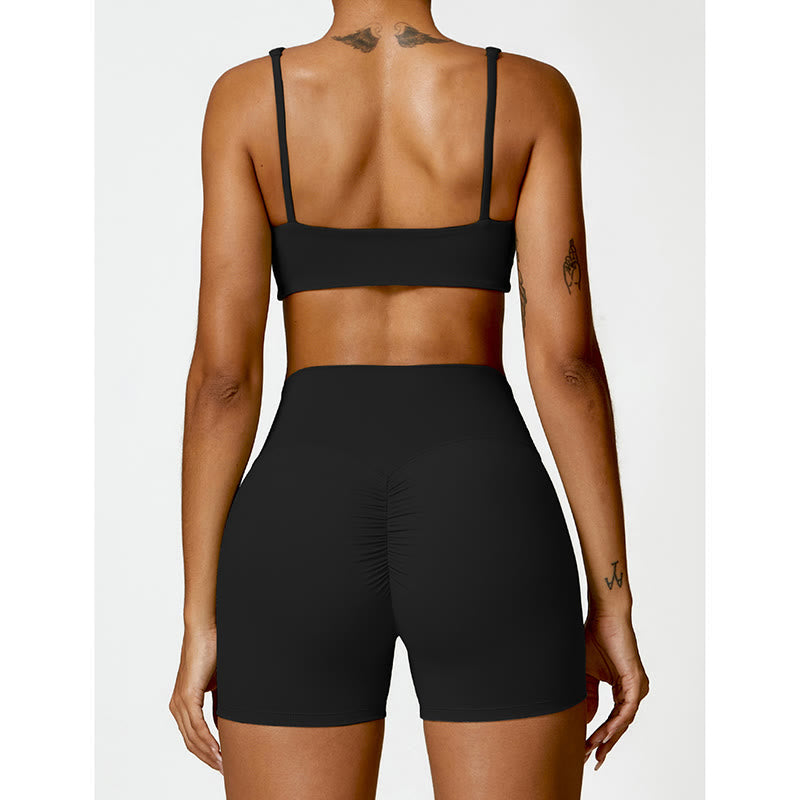 Gym Sports Yoga Backless Bra Crop Tank Top Shorts