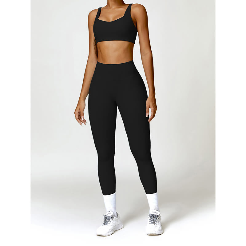 Gym Sports Yoga Backless Bra Crop Tank Top Shorts