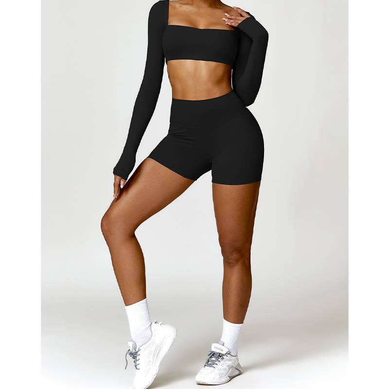 Gym Sports Yoga Backless Bra Crop Tank Top Shorts