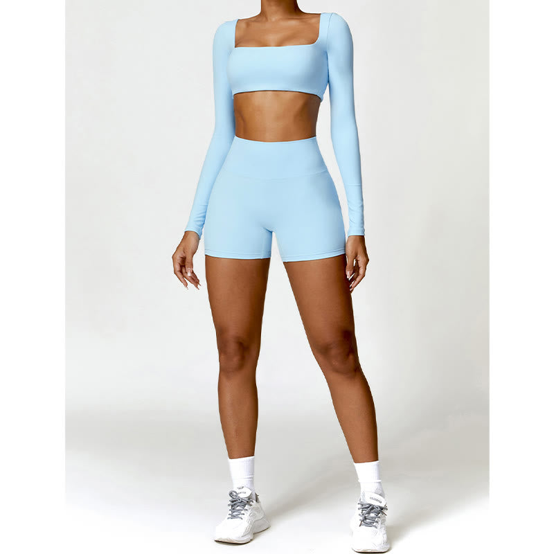 Gym Sports Yoga Backless Bra Crop Tank Top Shorts
