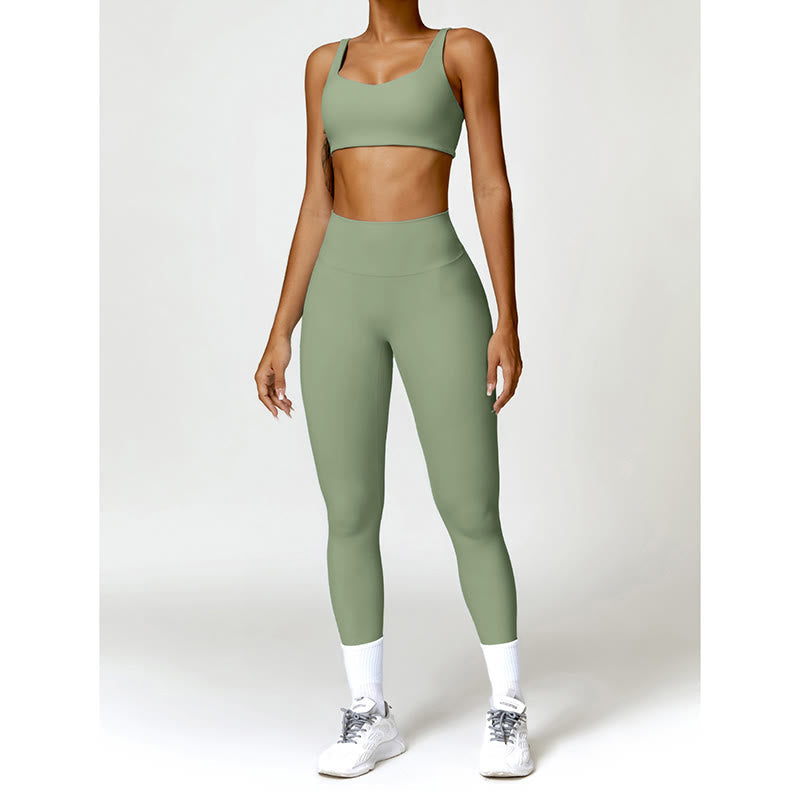 Gym Sports Yoga Backless Bra Crop Tank Top Shorts