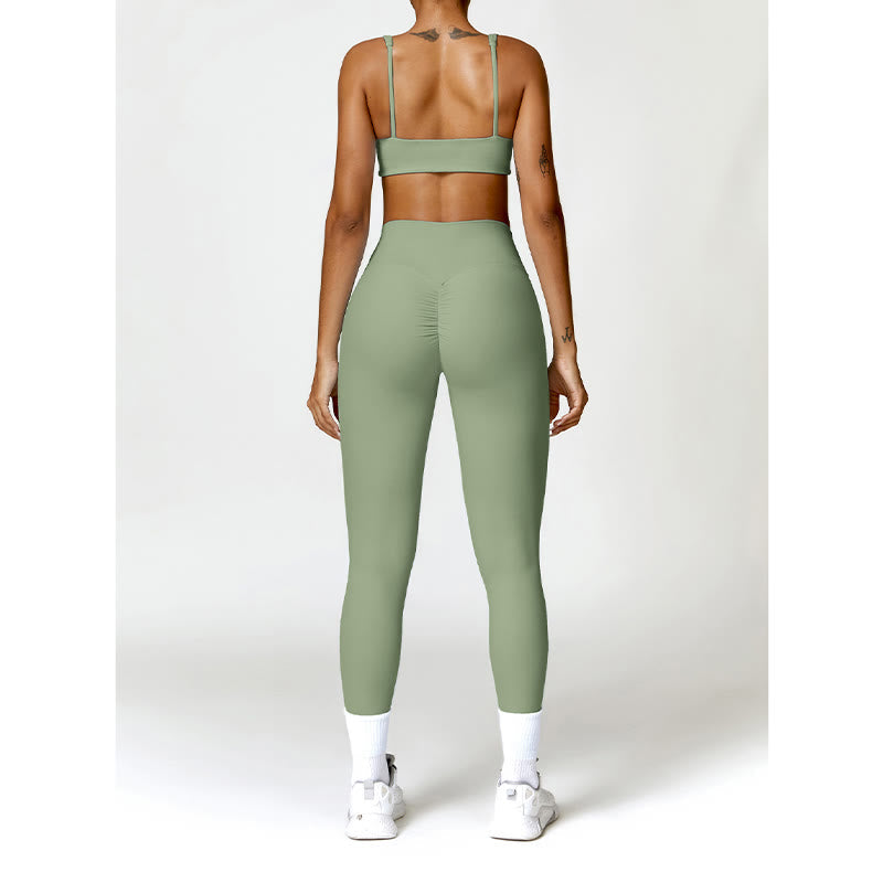 Gym Sports Yoga Backless Bra Crop Tank Top Shorts