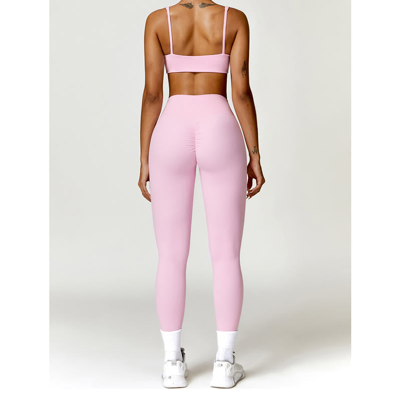 Gym Sports Yoga Backless Bra Crop Tank Top Shorts
