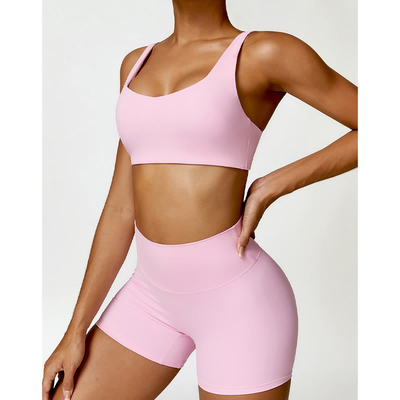 Gym Sports Yoga Backless Bra Crop Tank Top Shorts
