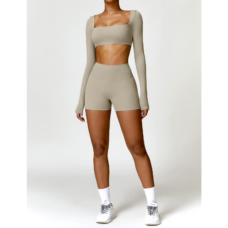 Gym Sports Yoga Backless Bra Crop Tank Top Shorts