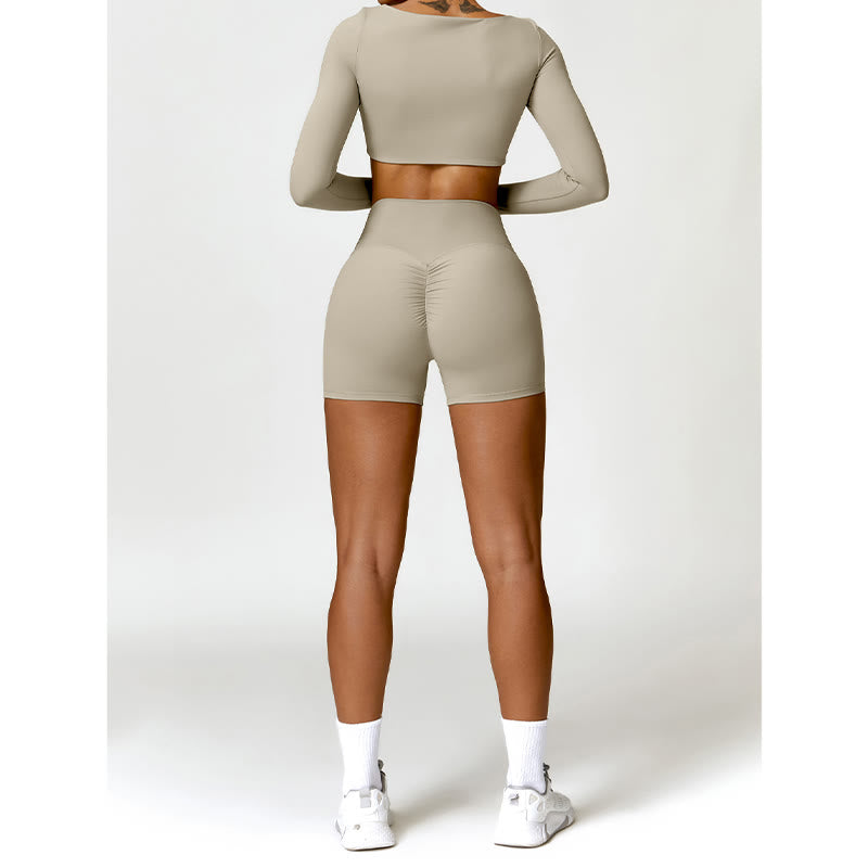 Gym Sports Yoga Backless Bra Crop Tank Top Shorts