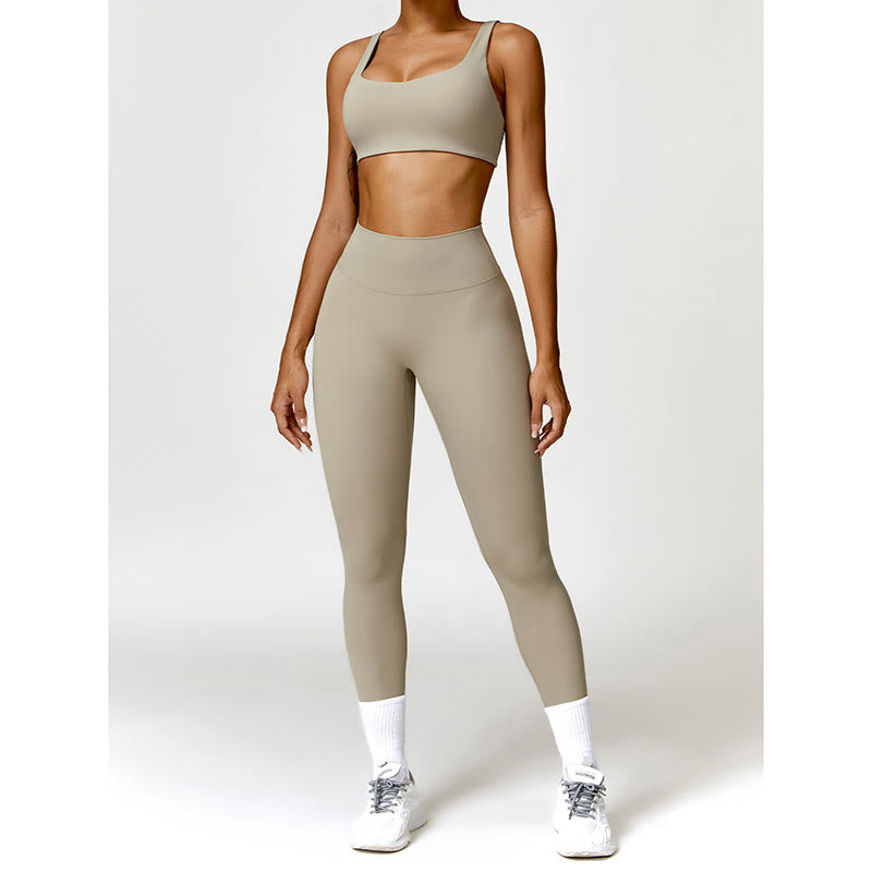 Gym Sports Yoga Backless Bra Crop Tank Top Shorts