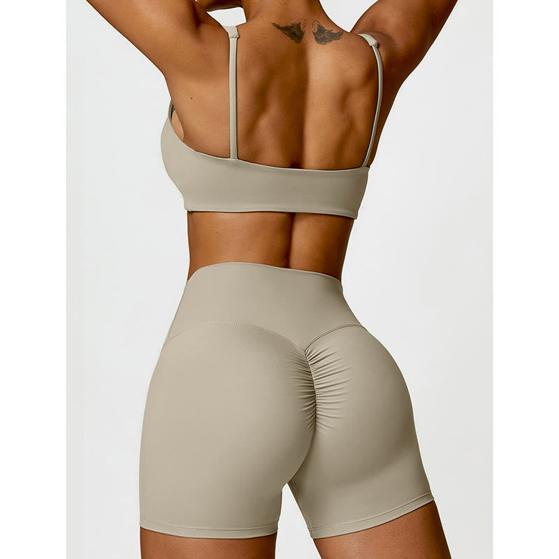 Gym Sports Yoga Backless Bra Crop Tank Top Shorts
