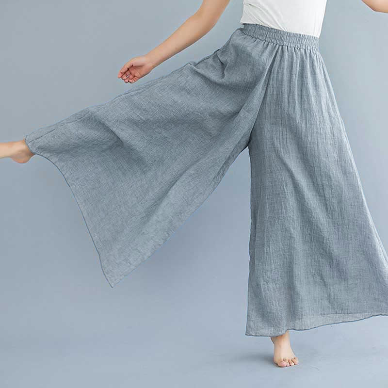 Women Casual Loose Cotton Linen Wide Leg Pants For Yoga Dance