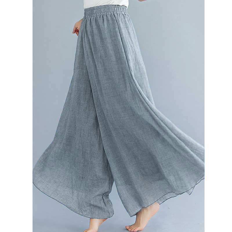 Women Casual Loose Cotton Linen Wide Leg Pants For Yoga Dance