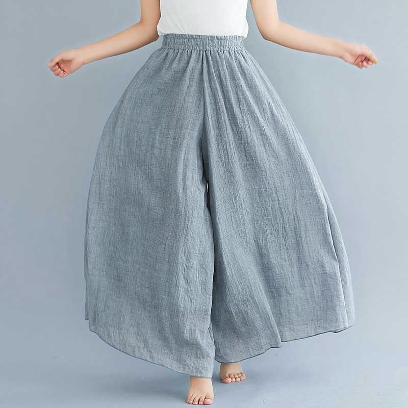 Women Casual Loose Cotton Linen Wide Leg Pants For Yoga Dance