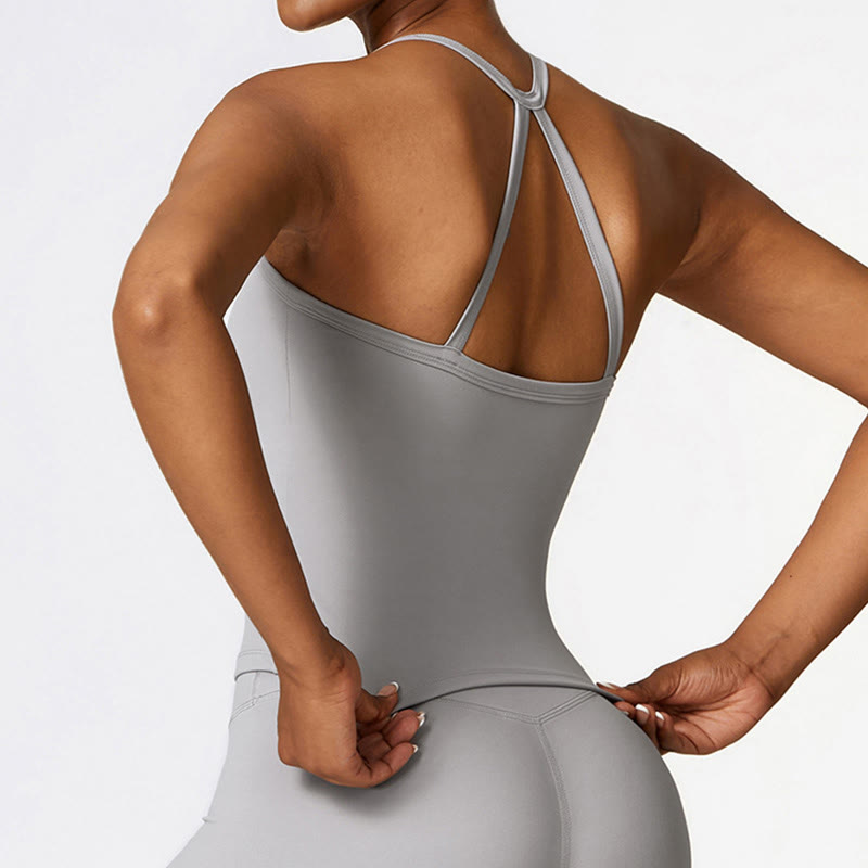 Solid Color Crop Tank Top High Waist Shorts Sports Fitness Gym Yoga Outfits