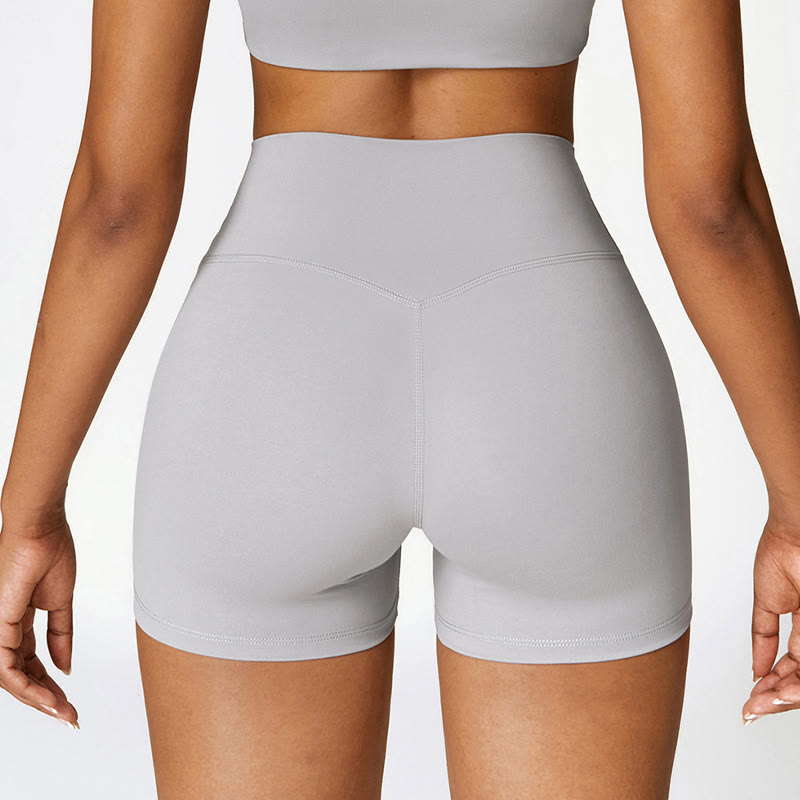 Solid Color Crop Tank Top High Waist Shorts Sports Fitness Gym Yoga Outfits