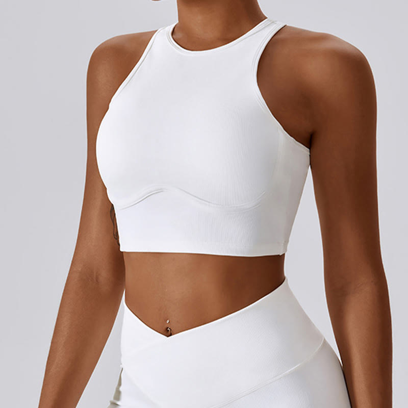 Sleeveless Crop Tank Top Flared Pants Sports Fitness Yoga