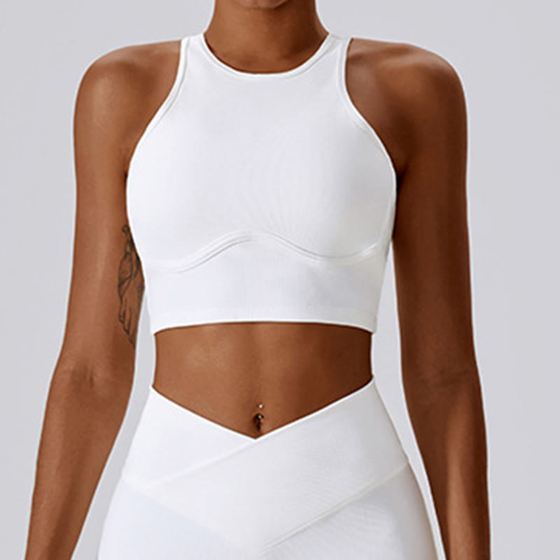 Sleeveless Crop Tank Top Flared Pants Sports Fitness Yoga