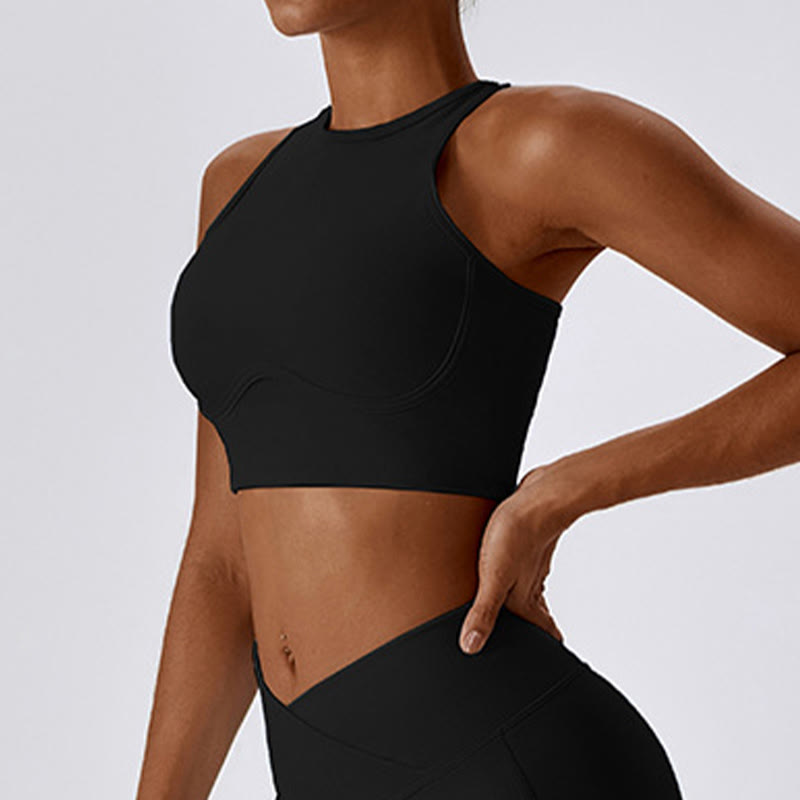 Sleeveless Crop Tank Top Flared Pants Sports Fitness Yoga