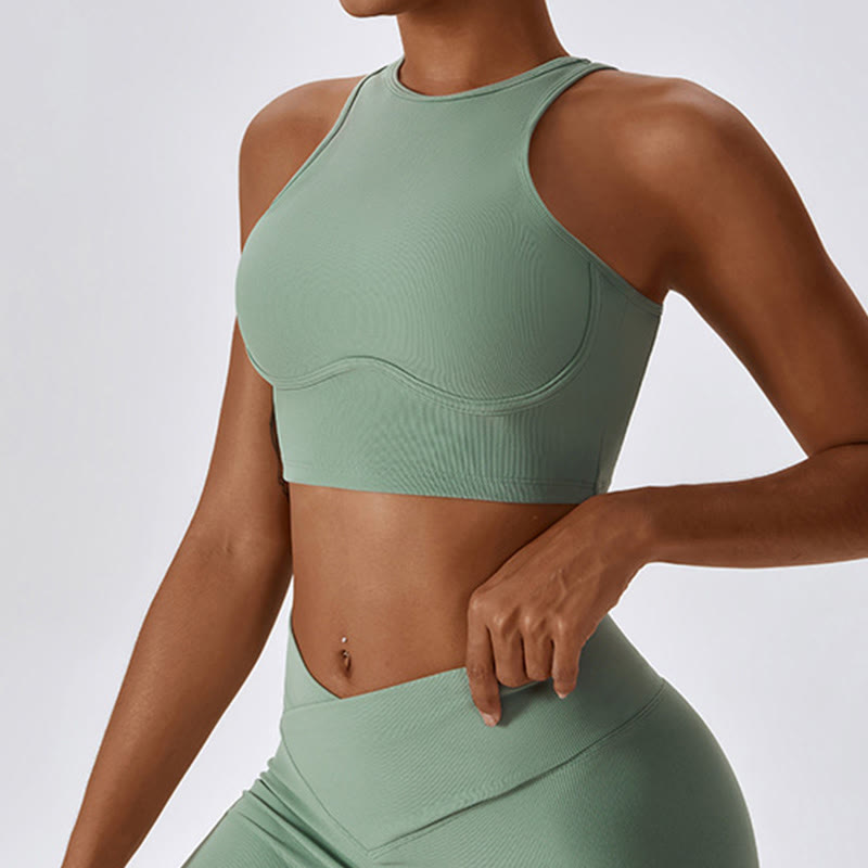Sleeveless Crop Tank Top Flared Pants Sports Fitness Yoga
