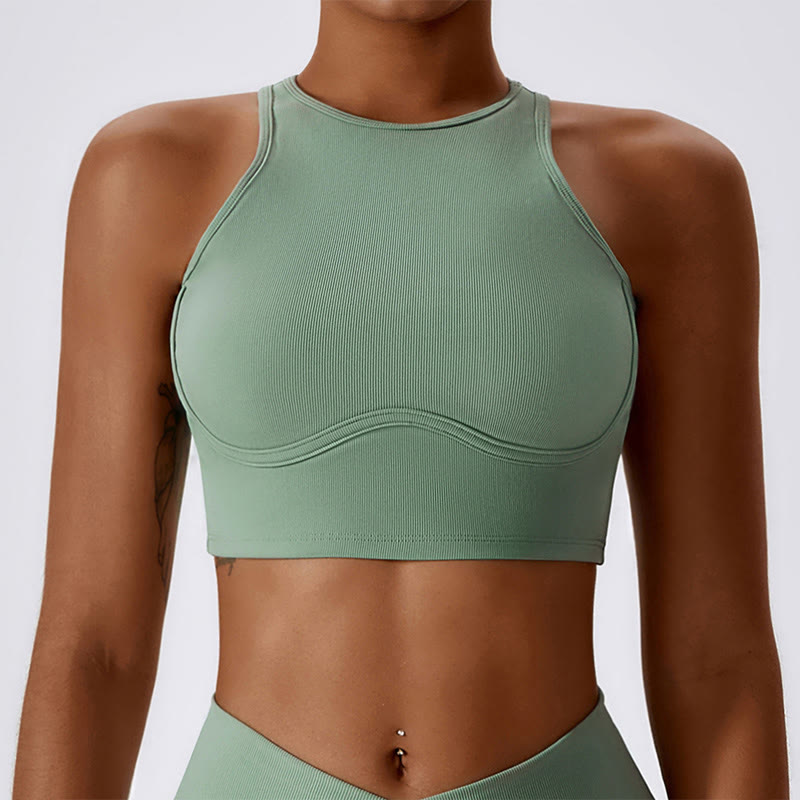 Sleeveless Crop Tank Top Flared Pants Sports Fitness Yoga