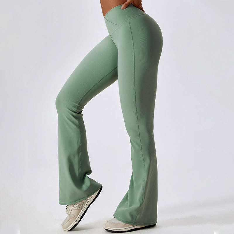 Sleeveless Crop Tank Top Flared Pants Sports Fitness Yoga