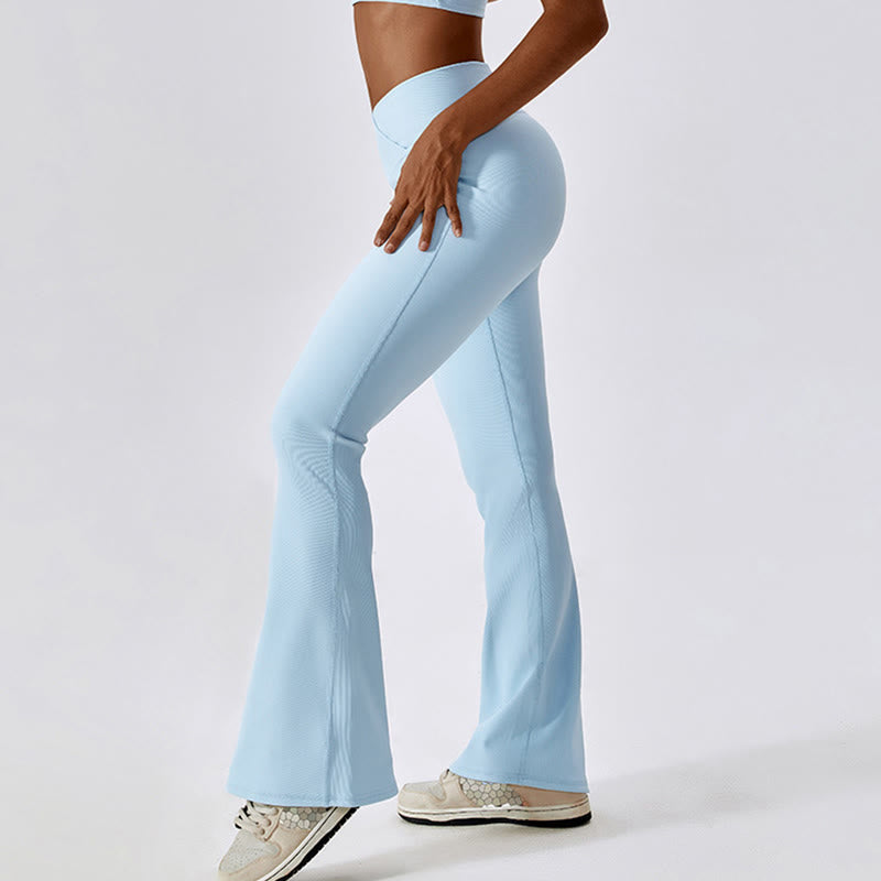 Sleeveless Crop Tank Top Flared Pants Sports Fitness Yoga