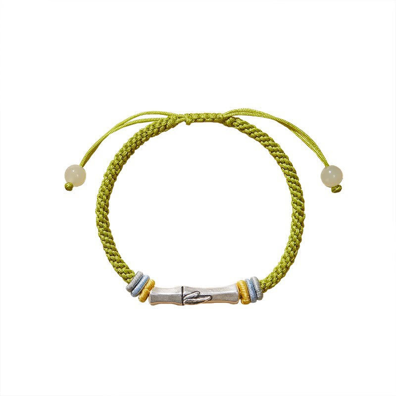 999 Sterling Silver Red String Bamboo Enlightenment Bracelet