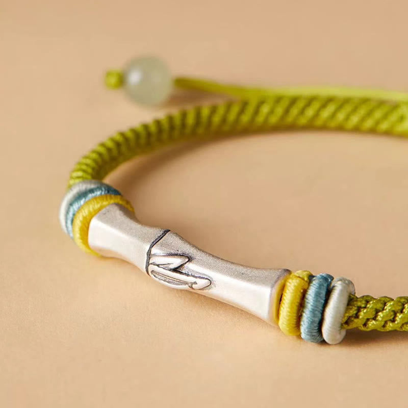 999 Sterling Silver Red String Bamboo Enlightenment Bracelet